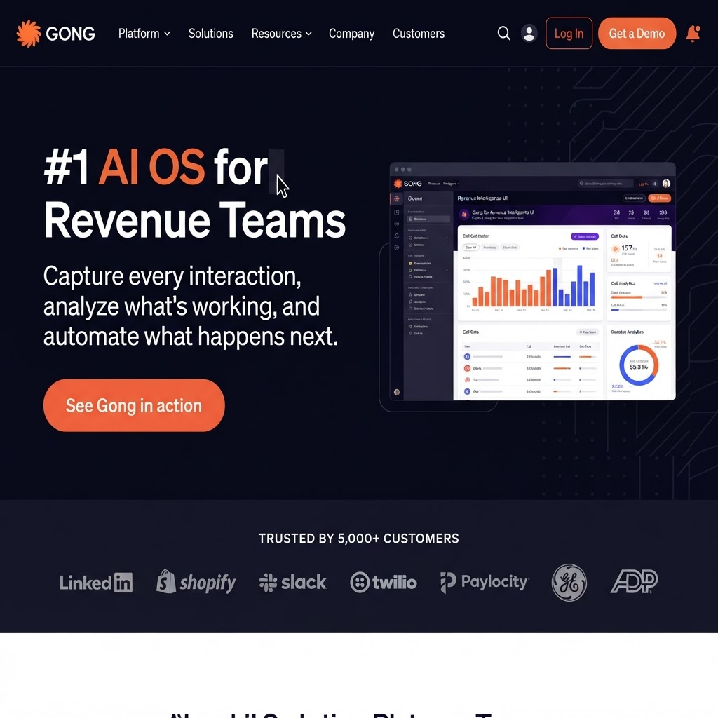 Gong revenue intelligence platform showing conversation intelligence analytics and sales coaching insights